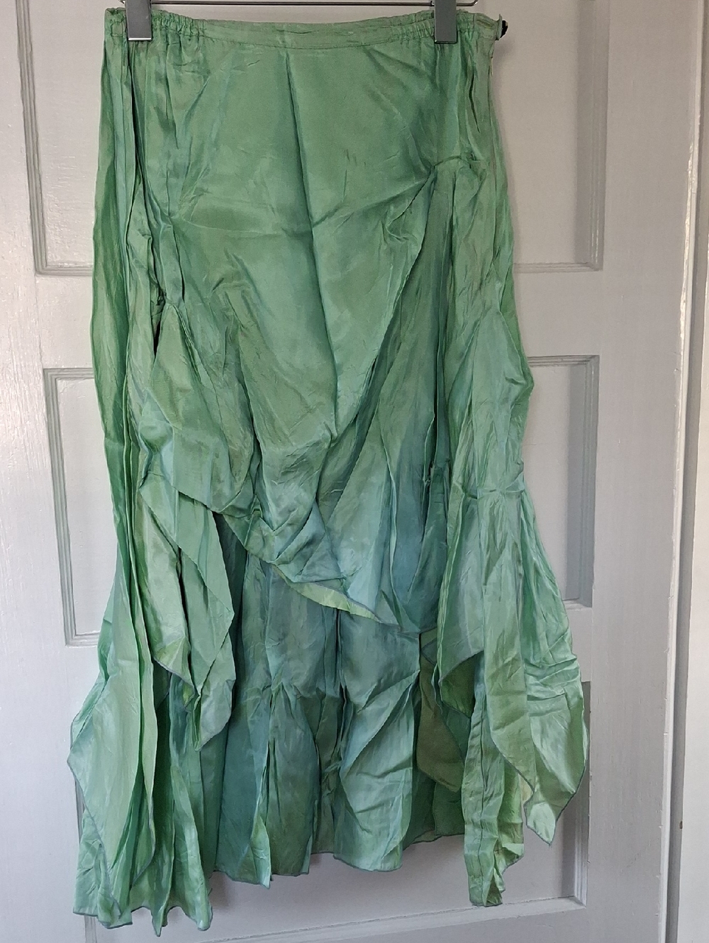 Light Green High-Low Layered Chiffon Skirt